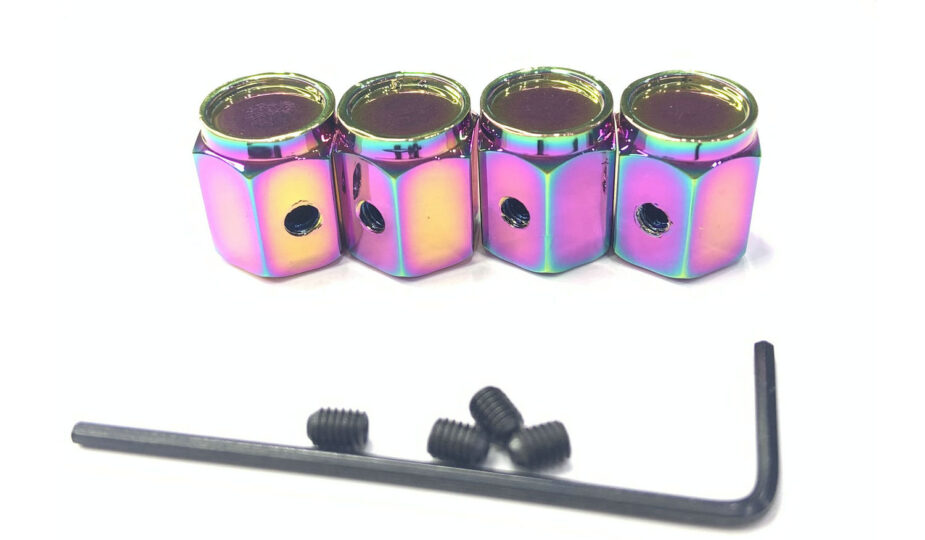 Aluminum Set Of 4 Pcs Custom Logo Anti Theft Locking Tire Valve Cap With L