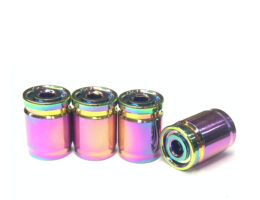 Rainbow Color Anti- theft Tire Valve Stem Caps With Installation L Tool